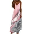thumbnail image 1 of Pink Marble Print Loose Fit Dress for Women Summer Fall Sleeveless Slip V Neck Maxi Long Brunch Dress Sun Dresses Womens 2025 Clothes Fashion M, 1 of 4