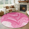 thumbnail image 1 of Pink Marble Round Area Rug 5Ft Washable Circle Rugs for Living Room Bedroom, Modern Ombre Abstract Fluid Aesthetic Art Non-Slip Carpet Floor Mats Indoor Outdoor Carpet Runner Aesthetic Home Decor, 1 of 8