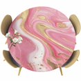 thumbnail image 1 of Pink Marble Round Tablecloth 45-54 Inch Round Fitted Table Cloth with Elastic Edge, Modern Ink Painting Golden Abstract Waterproof Table Cover Protector for Outdoor Picnic Party Dining, 1 of 6