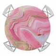 thumbnail image 1 of Pink Marble Round Tablecloth for 45-54 Inch Tables, Fitted Table Cover with Elastic Edge, Modern Abstract Luxury Golden Artwork Waterproof Outdoor Table Cloth Protector for Patio Garden Dinner Picnic, 1 of 9