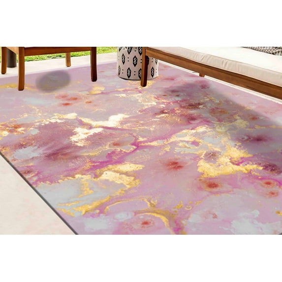Pink Marble Rugs, Pink Rugs, Pink and Gold Marble Rug, Decorative Rugs, Personalized Gifts Rugs, Alcohol Ink Rug, Corridor Rug, Marble Rug, 1.7'x2.3' - 50x70 cm
