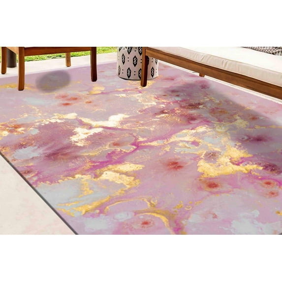 Pink Marble Rugs, Pink Rugs, Pink and Gold Marble Rug, Decorative Rugs, Personalized Gifts Rugs, Alcohol Ink Rug, Corridor Rug, Marble Rug, 2.3'x3.3' - 70x110 cm