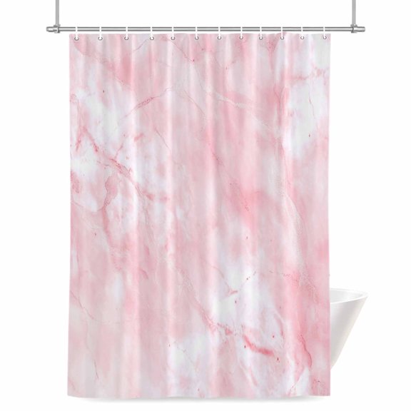 Pink Marble Shower Curtain, Abstract Pink White Gradient Stone Texture Modern Waterproof Shower Curtain Set with 12 Hooks Lightweight Bath Curtains Fabric Bathroom Decor 48x72 Inches