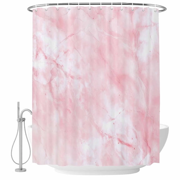 Pink Marble Shower Curtain for Bathroom, Abstract Pink White Gradient Stone Texture Modern Waterproof Cloth Fabric Bathroom Accessories Set with 12 Rust Proof Plastic Hooks, 72"x72"