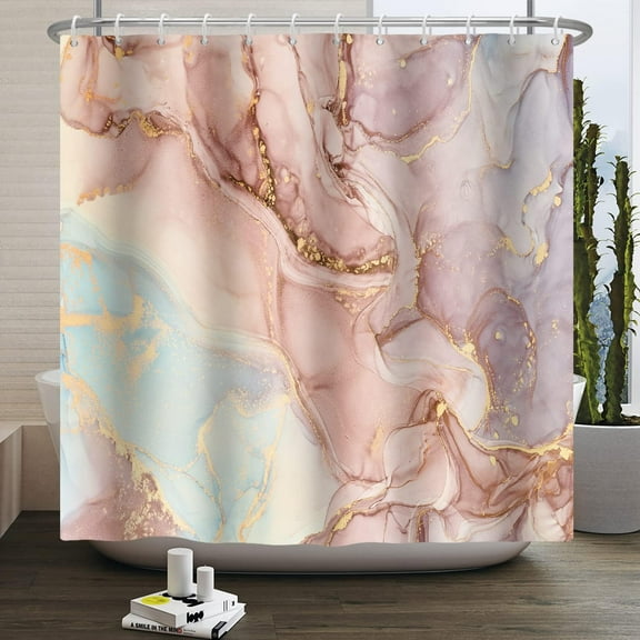 Pink Marble Shower Curtain Modern Elegant Abstract Colorful Texture Shower Curtains for Bathroom Clearance Decor Waterproof Fabric Shower Curtain with Hooks 72x84 Inches