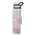 thumbnail image 1 of Pink Marble Sports Water Bottle Portable Travel Mug 32oz BPA Free Leak Proof Straw Transparent Tritan for Gym Yoga Cycling Camping, 1 of 7