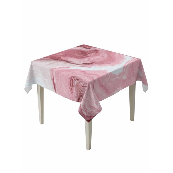 Pink Marble Table Cloth, Waterproof Tablecloth for Square Tables, Summer Ocean Wave Red Ombre Reusable Washable Fabric Table Cover for Restaurant Kitchen Dining Tables 54"x54"