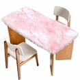 thumbnail image 1 of Pink Marble Table Cloths for 4 Foot Rectangle Tables, Modern Abstract Art Elegant Patio Waterproof Elastic Fitted Tablecloths, Washable Rectangular Table Cover for Camping, 1 of 8