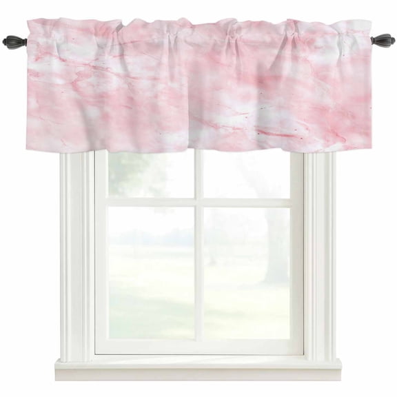 Pink Marble Valances for Windows Farmhouse Kitchen Curtains Valances Rod Pocket Valance Curtains for Kitchen Windows Modern Abstract Art Elegant Window Valances for Bathroom Bedroom 60"x18"