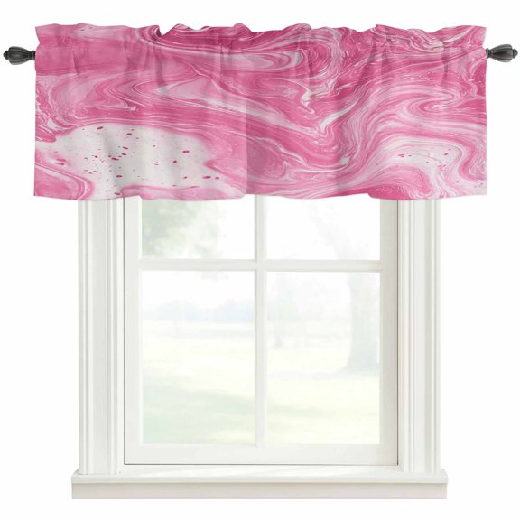 Pink Marble Valances for Windows Farmhouse Kitchen Curtains Valances Rod Pocket Valance Curtains for Windows Modern Ombre Abstract Fluid Aesthetic Art Window Valances for Bathroom Bedroom 54"x18"
