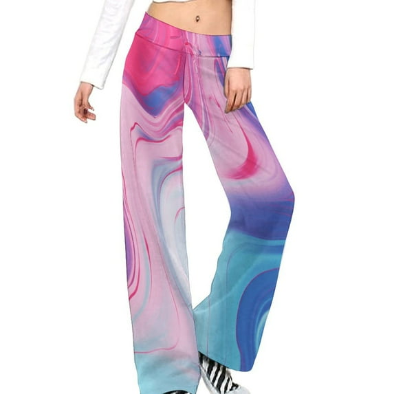 Pink Marble for Women Casual Lightweight Straight Leg Pants Comfy Women's Trousers