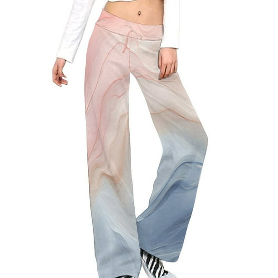 Pink Marble for Women Casual Lightweight Straight Leg Pants Comfy Women's Trousers