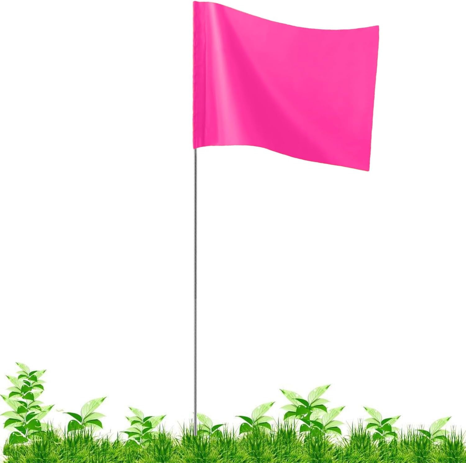 Pink Marker Flags, 100 Pack Construction Marking Flags,4X5X16 Inch