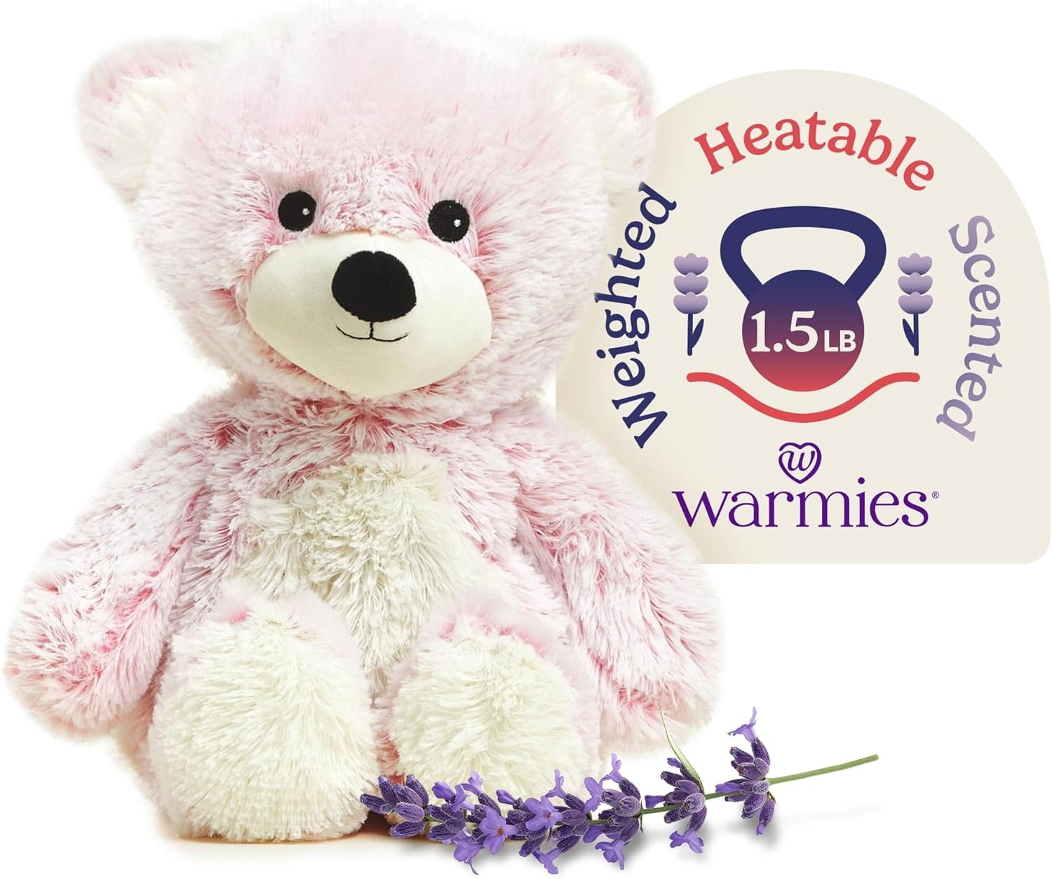 warmies 13” Pink Bear Stuffed Animal, Microwavable Heated Plushies and Weighted Soft Plush Toys