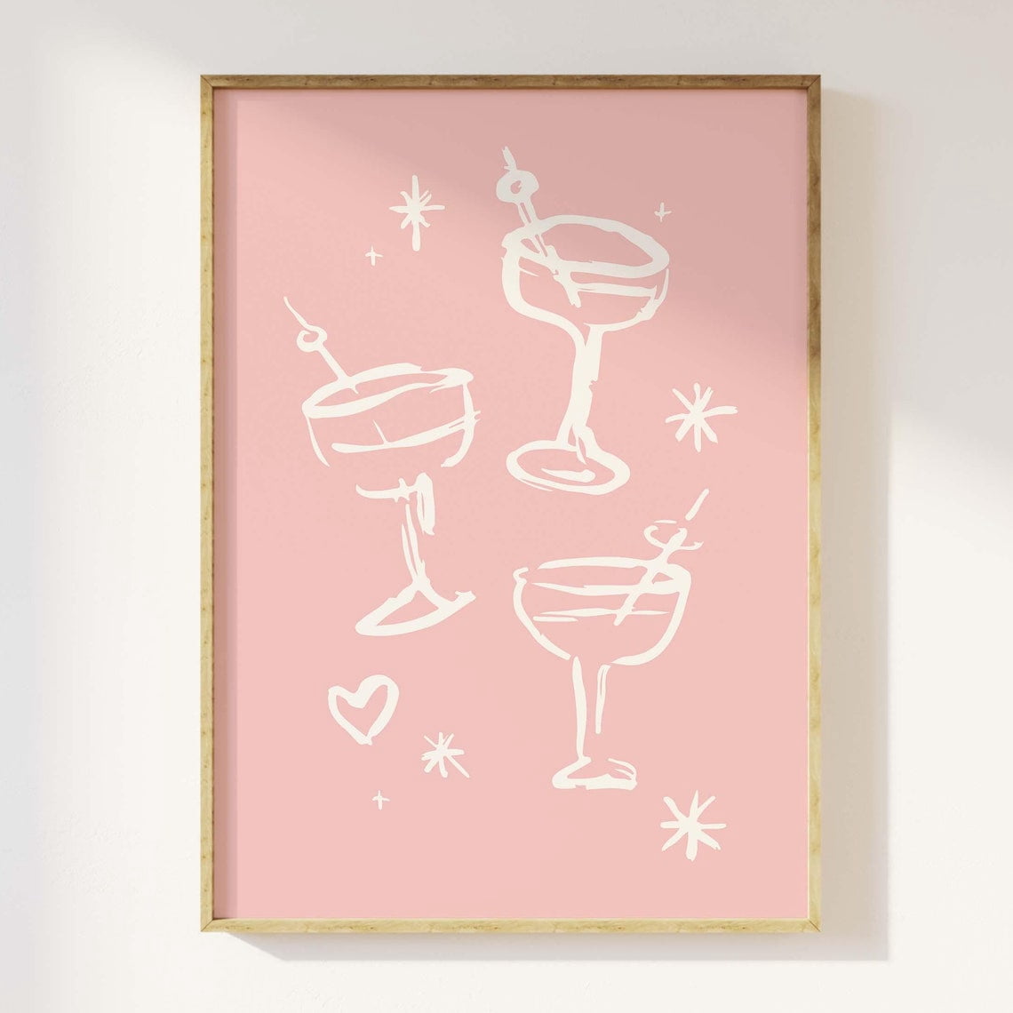 Pink Martini Sketch Print, Art, Cute Bar Cart Print, Cocktail Bar Art ...