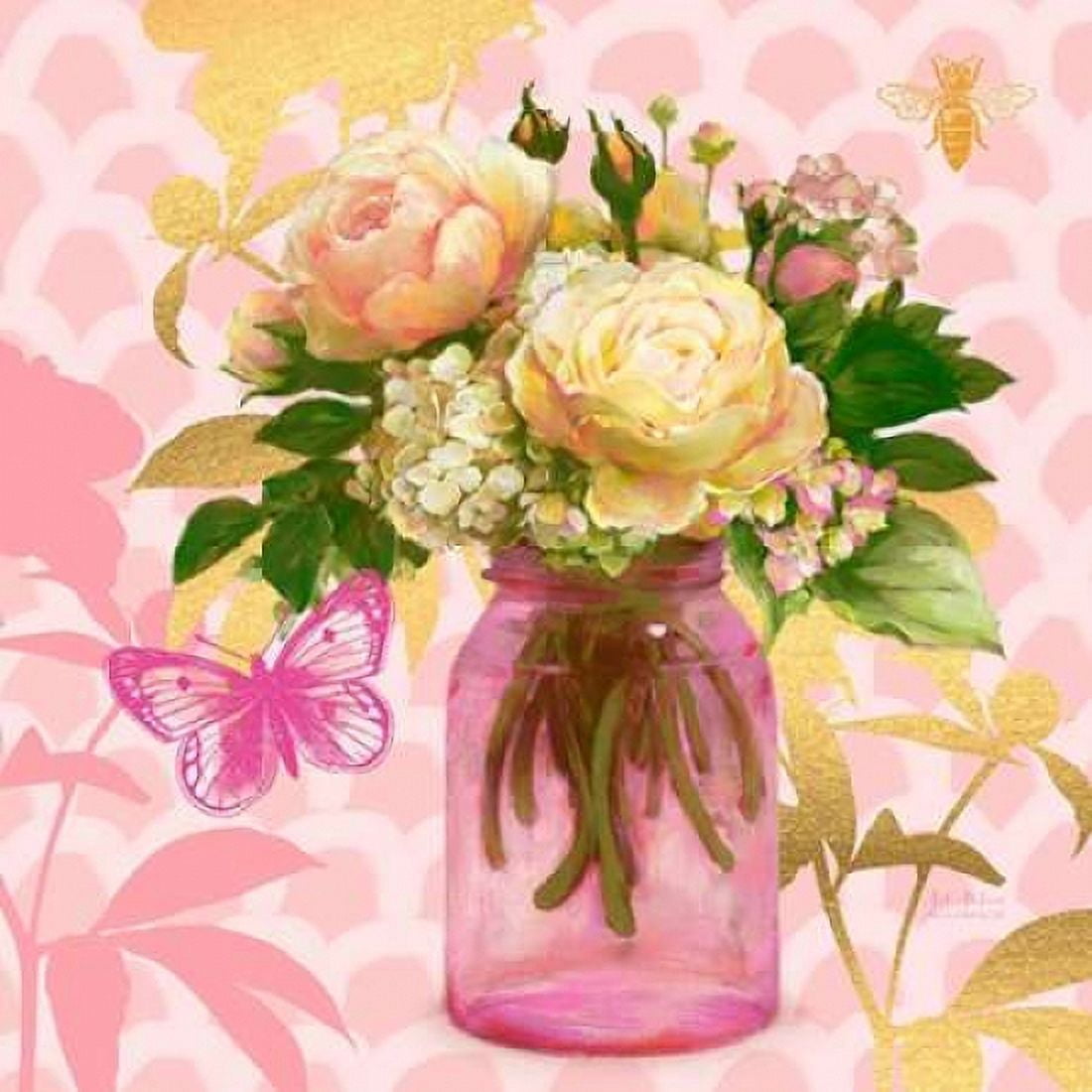 Pink Mason Jar Bouquet Canvas Art - Art Atelier Alliance (24 x 24)