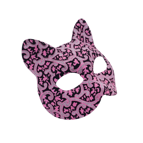 Pink Masquerade Mask, 7 X 6 Inch Lace Masquerade Mask, Cat Halloween Accessory for Halloween Party, Pink Halloween Decor, 1 Pack