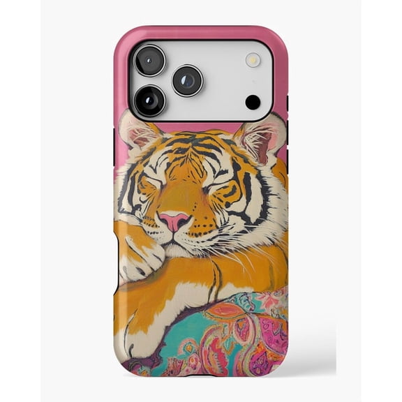 Pink Maximalist Tiger Preppy Painting H910 Premium Durable Case for iPhone 17 16 15 14 13 12 11 Pro Max – Unisex Style