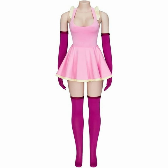 Pink MeMeMe-chan Themed Dress Outfit for Women Girls with Gloves and Stockings