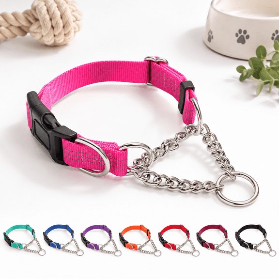 Pink Medium (Pack of 1) Martingale Dog Collar Escape Proof No Pull