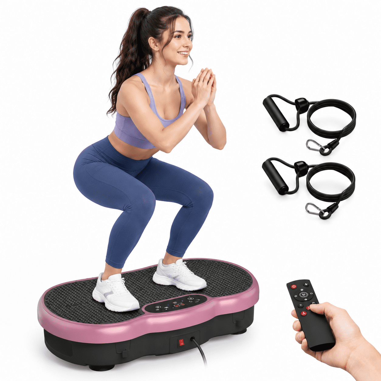 Pink Medium Vibrating Platform Exercise Machine with Resistance Bands ...