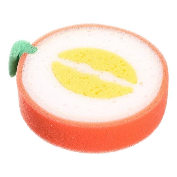 Pink Melon-Shaped Thick Scrub Sponge, 12cm, Stain Removing for Pots & Dishes (1pc)