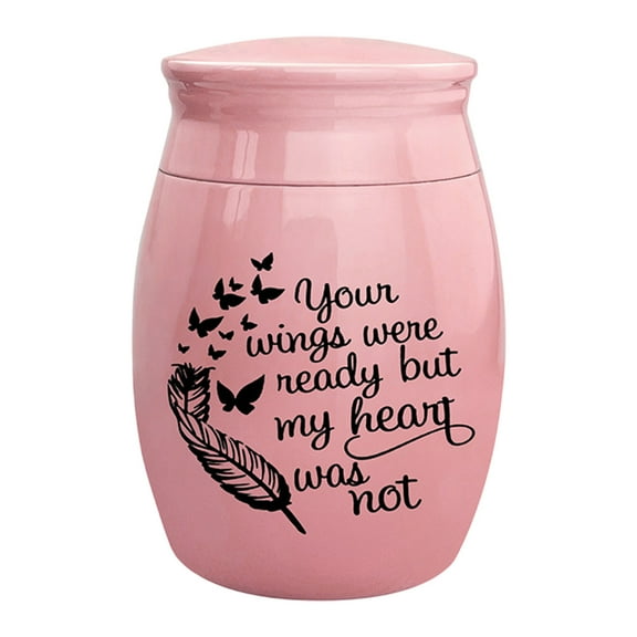Pink Memorial Pet Urn Stainless Steel Jar For Ashes Keepsake Container For Dog Cat Remains With Protective Velvet Bag