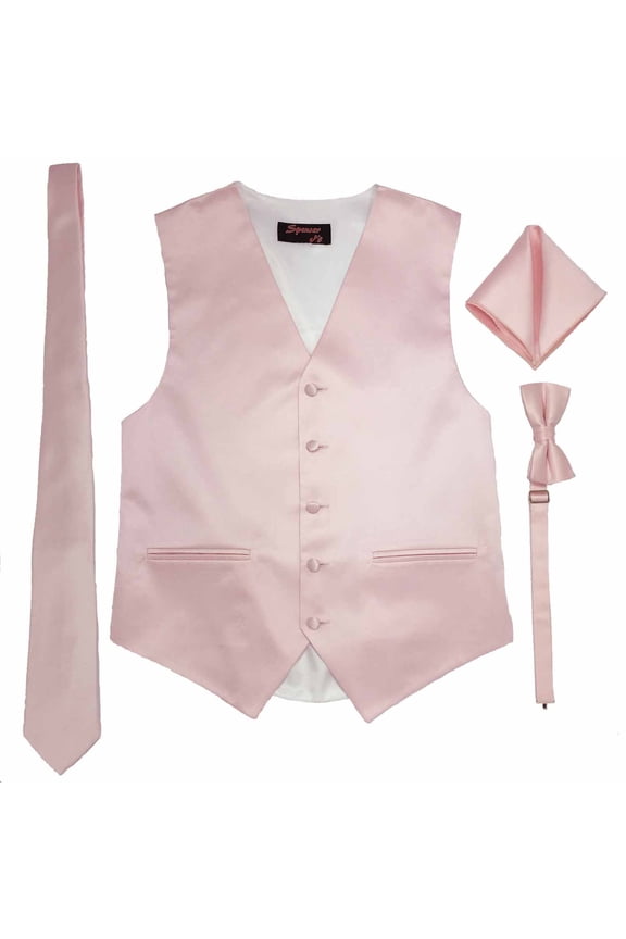 Pink Men's Satin Vest Spencer J's - S