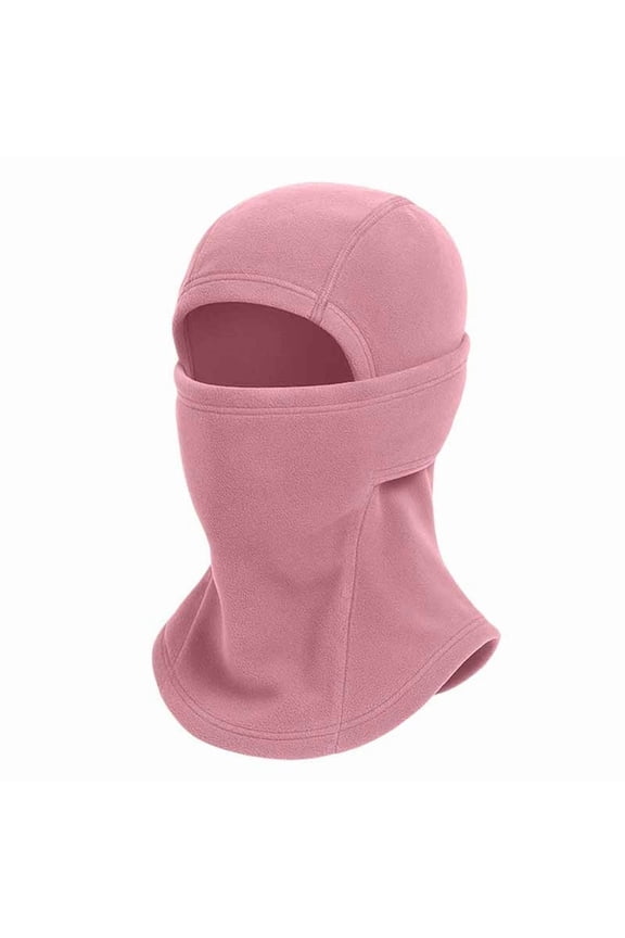 Pink Mens Full Face Thermal Mask With Fleece Lining Construction For Cold Weather Windproof Protection And Multi Purpose Use During Winter Free Size