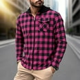 thumbnail image 1 of Pink Mens Jacket Plaid Zip Up Hood Shirt Long Sleeve Winter Pocket Mens Clothing, 1 of 4