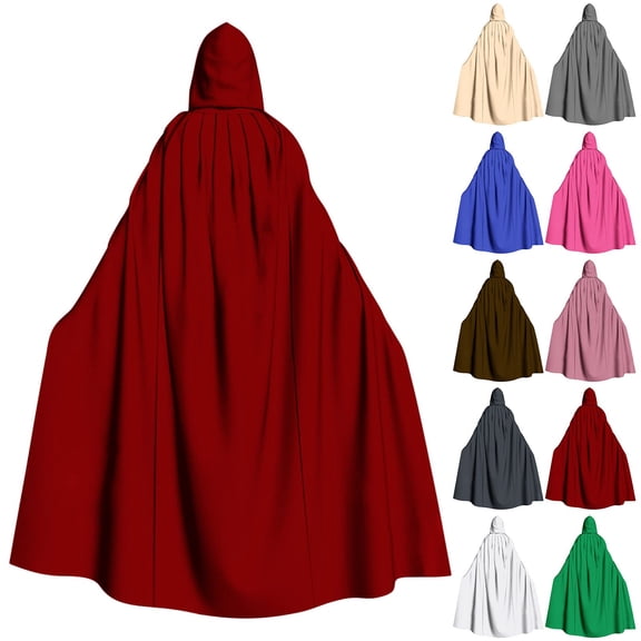 Pink Mens Renaissance Hooded Cloak Halloween Shawl Polyester,Spandex Medieval Samurai Witch Vampire Cape Wizard Raven Halloween Costume M