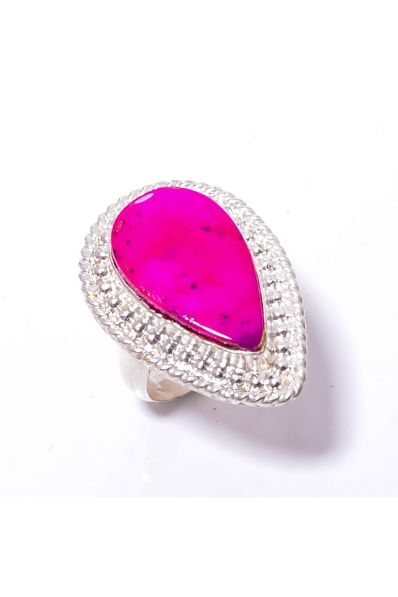 Pink Merlinite Dendritic Opal -Brazil Handmade 925 Sterling Silver Ring S.6 R120