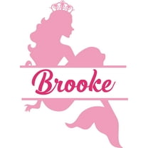 Pink Mermaid Mermaids Crown Girly Customized Wall Decal - Custom Vinyl Wall Art - Personalized Name - Baby Girls Boys Kids Bedroom Wall Decal Room Decor Wall Stickers Decoration Size (40x20 inch)