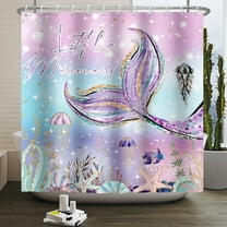 Pink Mermaid Shower Curtain,Sparkly Underwater Ocean Patterns Bathroom Curtain with Hooks,72"x72" Inch
