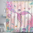 thumbnail image 1 of Pink Mermaid Shower Curtain Watercolor Mermaid Tail Shower Curtain for Girls Kids Bathroom Under The Sea Ocean Theme Shower Curtain Set with 12 Hooks, 72x72 Inches, 1 of 4