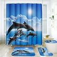 thumbnail image 1 of Pink Mermaid Tail Scales Bathroom Set with Shower Curtain and Rugs Accessories Sea Turtle Seahorse Octopus Conch Shower Curtain Set Cute Summer Bathroom Decor 4 Pcs, 1 of 7
