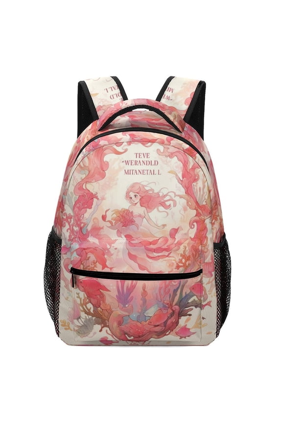 Pink Mermaid Underwater Wreath Lightweight Adjustable Oxford Backpack