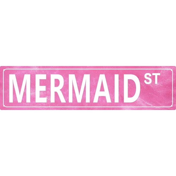 Pink Mermaid Wall Decor Metal Tin Signs Street Poster Cute Room Decor For Teen Girls 4x16 Inch