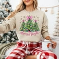 thumbnail image 1 of Pink Merry And Bright Sweatshirt, Christmas Pink Trees Sweatshirt, Merry Christmas Sweat, Holiday Sweater, 1 of 5
