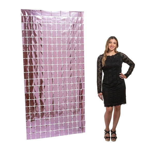 Pink Metallic Fringe Square Curtain
