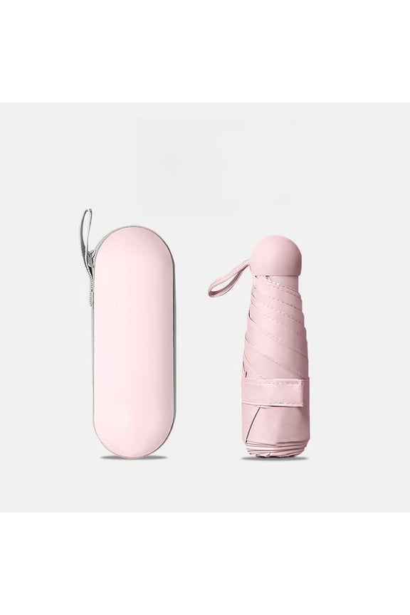 Pink Mini 5-Fold Capsule Umbrella, UV Protection Sun Shade Umbrella, Lightweight Portable Foldable Umbrella for Sun and Rain