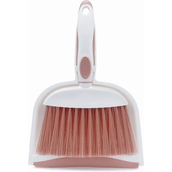 Pink Mini Broom and Dustpan Set, Small Handheld Broom , Dust Pan with Brush, Compact Cleaning Tool for Desk, Kitchen, Pet Area, Home (Pink)