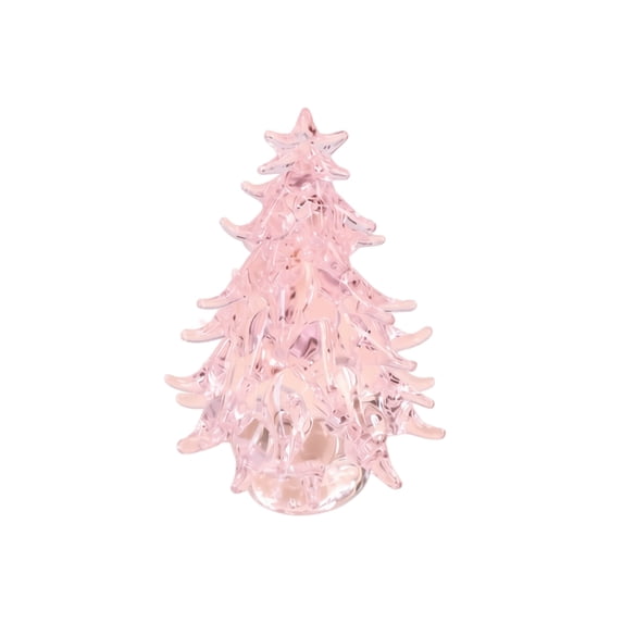 Pink Mini Christmas Tree 2 Inch Blown Glass Decor Small Tabletop Christmas Tree Star Decorations for Home Desktop Holiday Display, 1 Pack