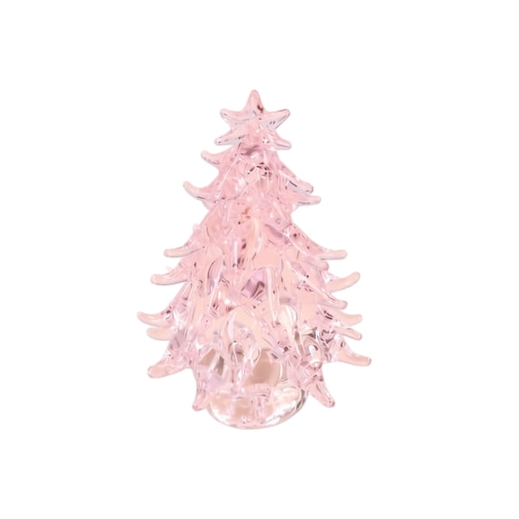 Pink Mini Christmas Tree 2 Inch Blown Glass Decor Small Tabletop Christmas Tree Star Decorations for Home Desktop Holiday Display, 1 Pack
