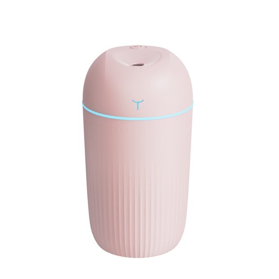 Pink Mini Humidifier, 420ml Tank, Quiet Operation, Night Light, USB Powered for Bedroom Office