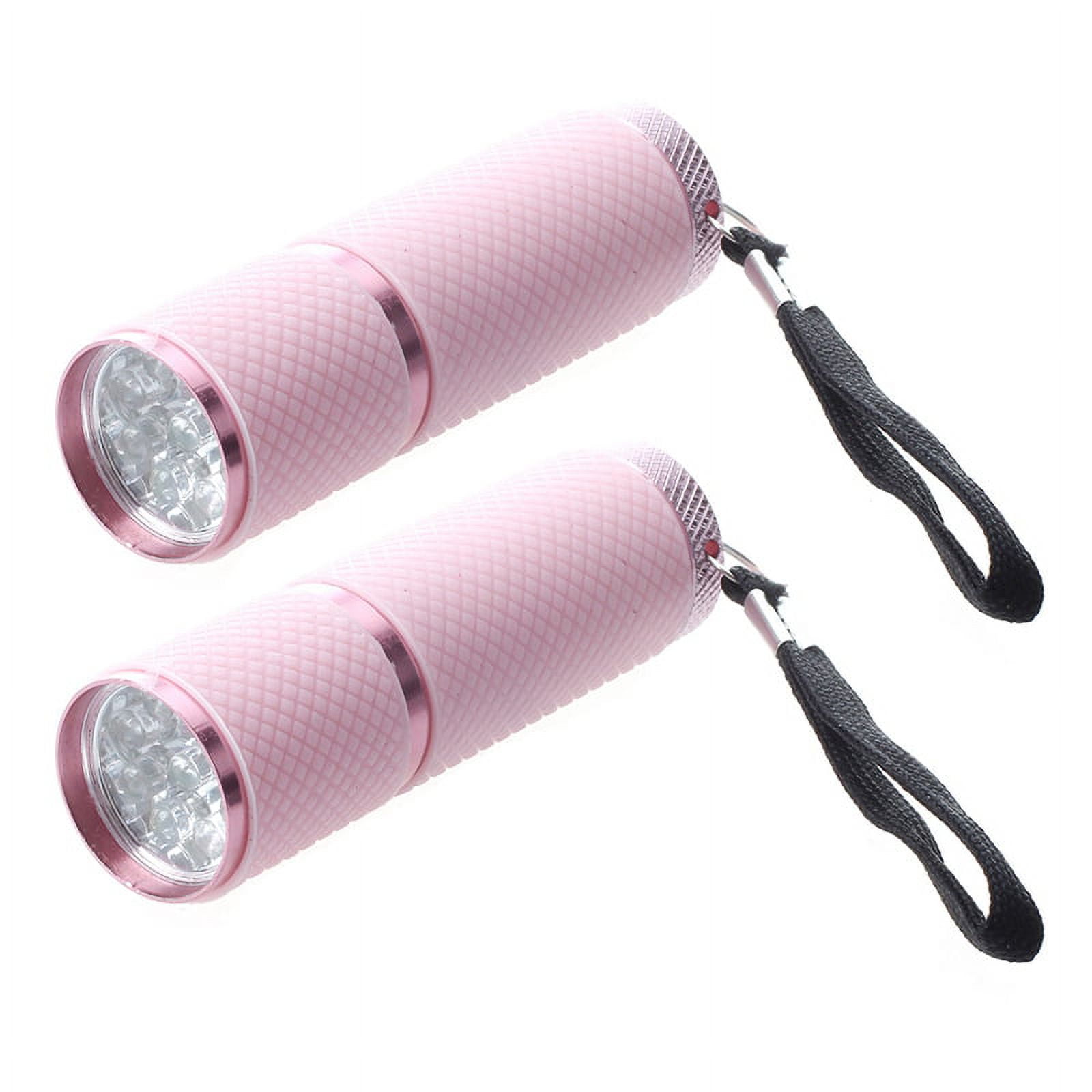 Pink Mini LED Flashlight Torch 9 LED 2 Pack