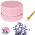 thumbnail image 1 of Pink Mini Vacuum Cleaner for Keyboard Car Home Office  Compact Round Design with Dust Brush  Perfect for Tight Spaces  Durable Plastic Body, 1 of 6