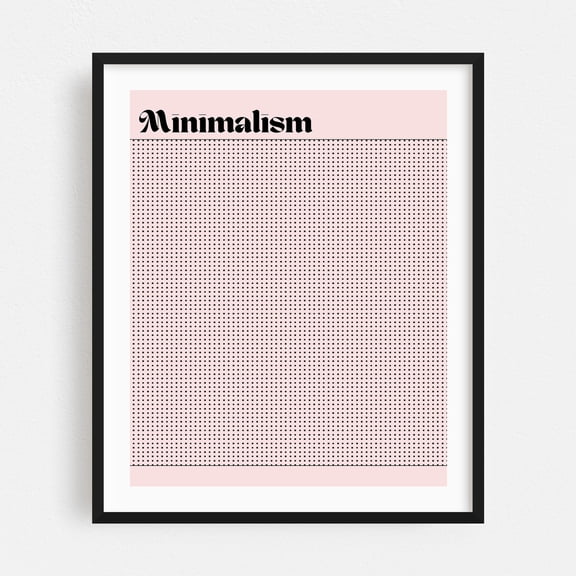 Pink Minimalism Wall Art Print — Dot Grid Texture Poster, Modern Feminine Home Decor - Typography Minimalist Abstract Pattern Geometric Modern Art Pastel Black Framed Wall Art Print 12 x 16 inches