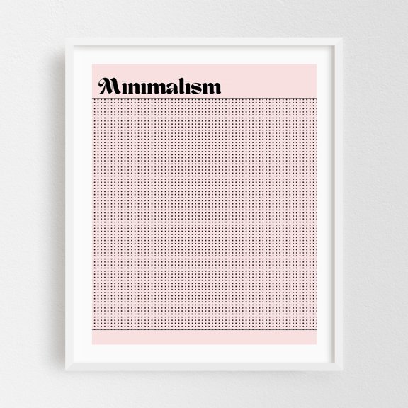 Pink Minimalism Wall Art Print — Dot Grid Texture Poster, Modern Feminine Home Decor - Typography Minimalist Abstract Pattern Geometric Modern Art Pastel White Framed Wall Art Print 5 x 7 inches