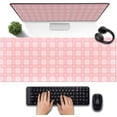 thumbnail image 1 of Pink Minimalist Gingham Floral Desk Mat Gaming Mouse Pad Large Cute Pastel Desk Pad Deskmat Kawaii, Women Office Desk Cover Mat, Laptop Computer Keyboard Mat Mousepad Desk Accessories 31.5"x11.8", 1 of 5